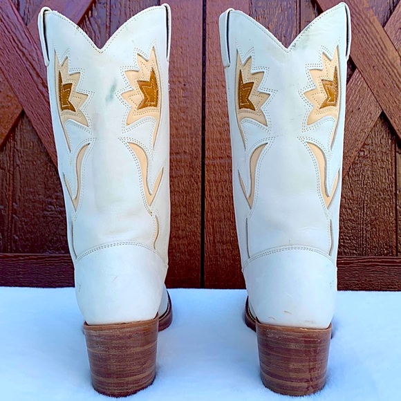 SOLD FRYE Vintage White Floral Campus Cowgirl Cowboy Western Boots Women’s 10 - Picture 7 of 13